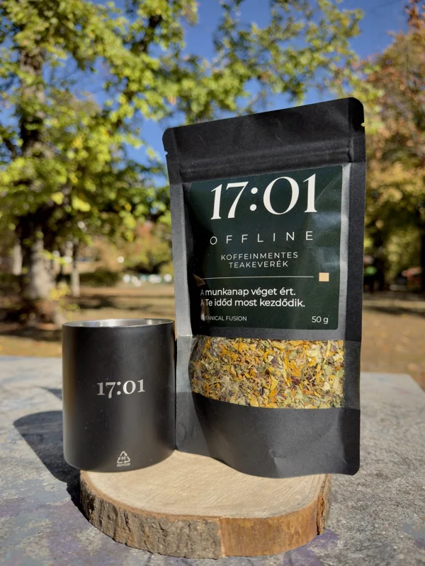 17:01 OFFLINE tea és bögre egy napfényes parkban